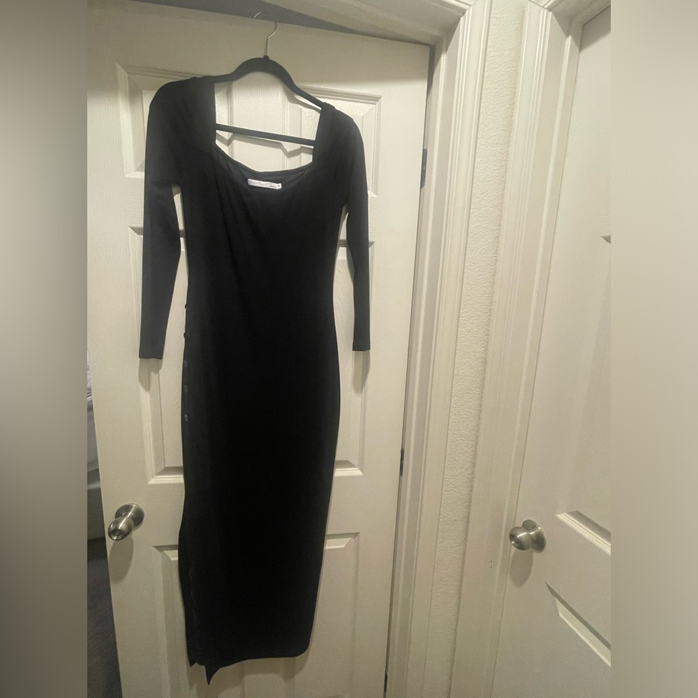 Black knit long sleeve dress